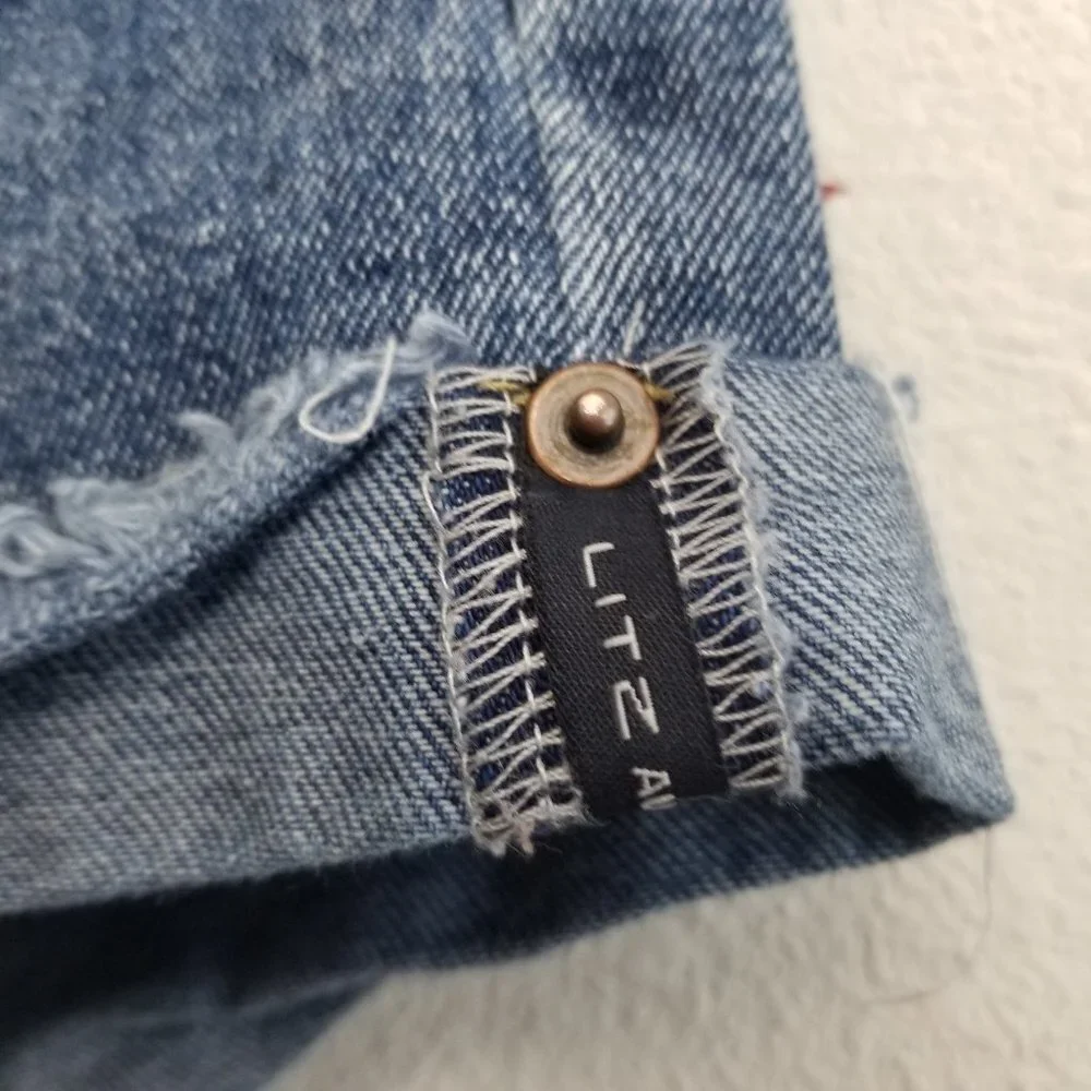 Litz Destroyed Distressed High Waist Denim Shorts - Picture 4 of 5